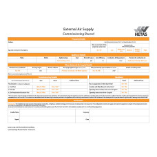 External Air Supply Commissioning Record (pad of 10)